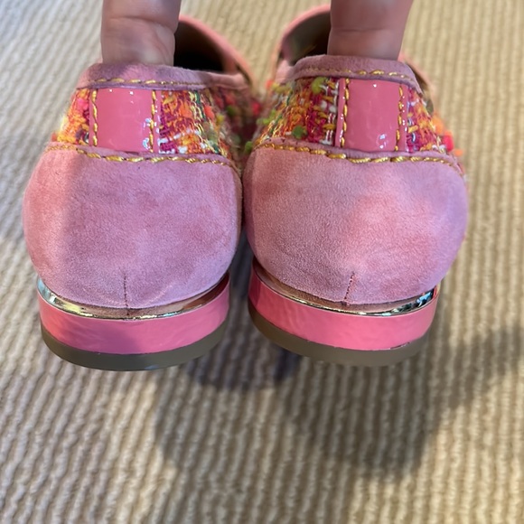 NEW DONALD PLINER boucle and suede pink tweed pointed toe penny loafers 6.5 - Picture 7 of 10